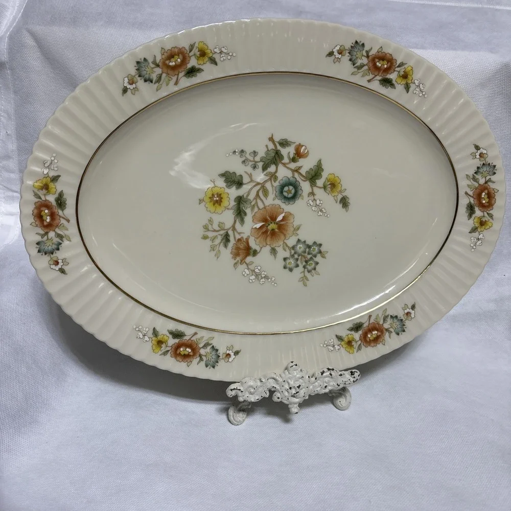 Vintage Lenox Temple Blossom Oval Serving Platter 13.5 x10